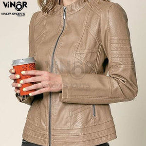 Abrigo de piel de oveja auténtica a la moda con estilo para mujer, la mejor chaqueta de motocicleta de calidad Premium, estampado transpirable de algodón - Product Image 6