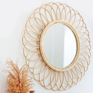 Meilleures ventes Miroir mural en rotin à la mode Art déco pour la décoration murale - Product Image 2