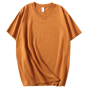 Haute qualité mode 100% coton solide blanc uni 210 Gsm col en v femmes t-shirts T-shirt pour hommes - Product Image 5