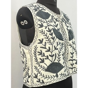 Chaleco de tela Suzani de algodón 100%, chaleco de invierno clásico Unisex para mujer, abrigo con bordado Floral para fiesta, ropa exterior Hippie - Product Image 5