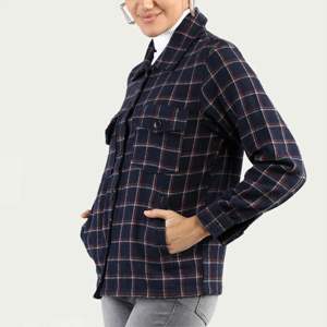 "Trendy <b>Women</b> Plaid Shacket - Button-Up Checkered Shirt Jacket for Casual and Outdoor Wear - Product Image 3