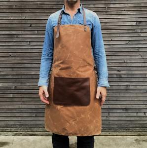 Toile cuir artisan barbier tablier de travail Logo personnalisé pour chef robuste Restaurant tablier AAA-0045D - Product Image 3