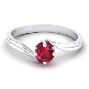 Bague en argent sterling 925 avec pierre précieuse rubis rond de 0,5 carat, prix d'usine REYES, certifiée GRA, bijoux en moissanite - Product Image 1