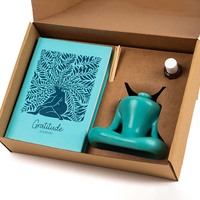 Coffret Cadeau Vert Pastel de Remerciement : Boîte Artisanale, Carnet, Diffuseur de Parfum Jasmin Musc Blanc 30ml, Parfum Calme et Sérénité