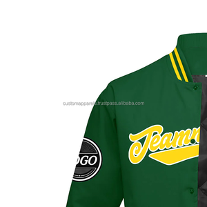 Chaqueta Varsity personalizada de primera calidad, ropa de equipo elegante y exclusiva con mangas de cuero y decoración bordada - Product Image 5