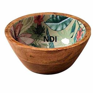 Almacenamiento de frutas secas Tazón de madera Almacenamiento de frutas secas de alta calidad Tazón de madera Palomitas de maíz o servidor de sopa Tazones impresos esmaltados - Product Image 4