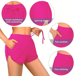 กางเกงขาสั้นสำหรับวิ่งฤดูใบไม้ร่วงแบบลำลองของผู้หญิงผ้าคอตตอนกันรอยยับง่ายสไตล์วินเทจธรรมดาผ้าโพลีเอสเตอร์กันน้ำ - Product Image 2