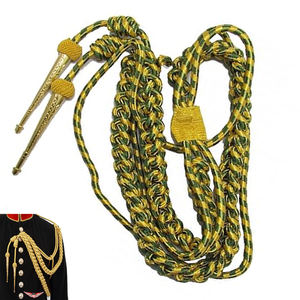 Aiguillette al por mayor, verde dorado, tamaño completo, con etiquetas doradas, de Mylar, cordón de hombro de Mylar - Product Image 1
