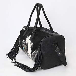   Bolsa de Viaje de Cuero Vacuno con Flecos Estilo Western, Bolsa de Gimnasio para Fin de Semana - Product Image 5