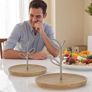 ที่วางเค้กทำจากไม้สีเงินสำหรับวางโชว์ขนมที่วางคัพเค้กสำหรับงานแต่งงานเวลาน้ำชาวันพ่อจบการศึกษา - Product Image 4