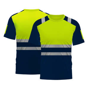 Camisetas de trabajadores de la construcción de alta visibilidad al por mayor con rayas reflectantes logotipo personalizado característica de seguridad - Product Image 2