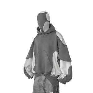 Sweat-shirt à capuche pour homme, col rond, décontracté, surdimensionné, logo personnalisé OEM en gros - Tissu tricoté respirant et écologique 340g - Product Image 4