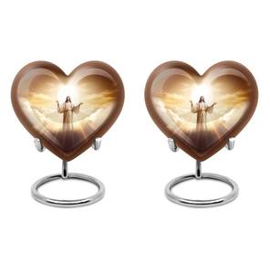 Urnas de corazón Heavenly Embrace para cenizas humanas Metal para cenizas adultos urna personalizada para papá funeral para hombre y mujer urna divina - Product Image 5