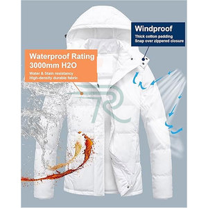 Razorts International Women Puffer Jacket Waterproof <b>Quilted</b> Full Sleeve Stand Collar Detachable Hood Autumn Coat - Product Image 4