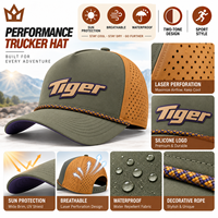 Casquette de baseball personnalisée en nylon haute performance, bicolore, avec logo en silicone, corde, imperméable, séchage rapide, perforations laser, pour le golf