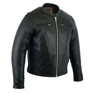 Veste en cuir véritable de haute qualité pour hommes -- Veste à glissière Veste en cuir en ligne - Product Image 4