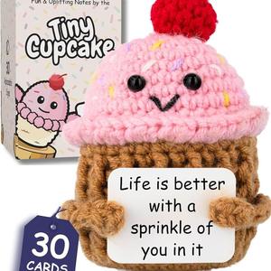 Adorno de Muñeca Cupcake Tejida a Crochet, Hecha a Mano, con Frases Positivas, para Celebraciones de Amistad y Regalos Diarios para Todas las Edades, Venta al Por Mayor - Product Image 2
