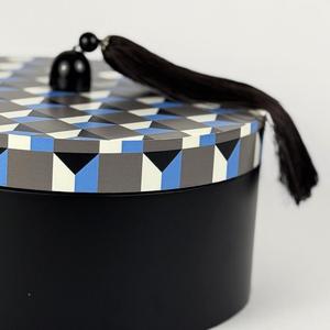 Caja de regalo de madera elegante caja de baratija de laca decorativa con patrón geométrico hecho a mano de Vietnam - Product Image 3