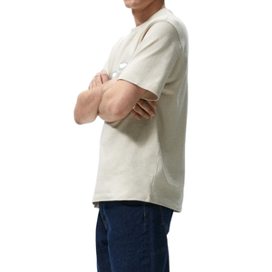 Venta al por mayor 100% algodón camiseta de los hombres de peso pesado Streetwear Unisex diseño personalizado Logo estampado en blanco Puff impresión 260 Gsm camiseta - Product Image 3