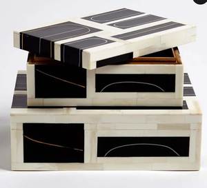 กล่องสี่เหลี่ยมงานฝีมือเรซิ่นฝังกระดูกอินเดียคุณภาพสูงสุด TIME 2 DECOR  งานแฮนด์เมด ปรับแต่งขนาด/สี/ดีไซน์ได้ สำหรับงานแต่งงาน - Product Image 1