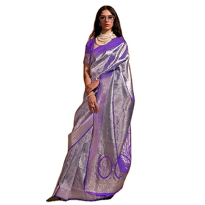 El último diseñador Kanjivaram Silk Weaving Zari Border Saree de Fab Zone - Product Image 1