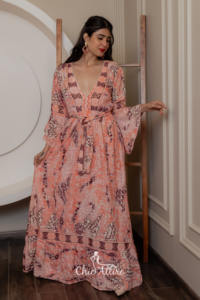 Robe longue décontractée Boho à imprimé floral pour femmes col en V manches évasées à volants robe de soirée multicolore - Product Image 2