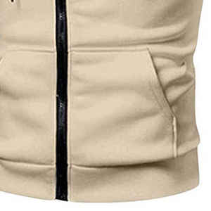 Conjunto Deportivo Ligero con Capucha para Hombre, Diseño de Puntos Beige y Negro, Cordón Ajustable, Pantalones de Manga Larga, Dos Piezas, Estilo Casual para Otoño - Product Image 4