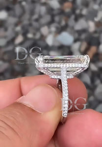แหวนเงินทรง Emerald Cut ประดับเพชร Moissanite สำหรับผู้หญิง สไตล์เอธนิค ทำมือ เหมาะสำหรับงานหมั้น งานแต่งงาน หรืองานเลี้ยง ได้รับการรับรองจาก IGI - Product Image 5