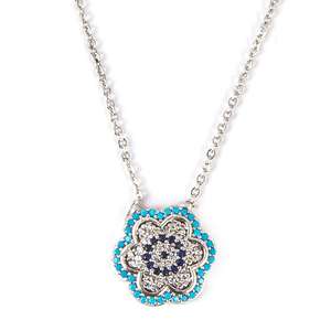 Accesorio de moda para collar de flores de plata chapada en circón - Product Image 1