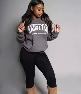 Custom Streetwear Tracksuits High Quality Flare Sweatpants and Stacked Crop Boxy Foam Print Hoodie Vendor <b>Bulk</b> Custom Tracksuit - Product Image 1