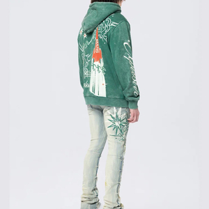 Sudadera con Capucha Extra Grande Personalizada con Pedrería, Oferta de Invierno, 100% Algodón, Transpirable, Felpa, Sudadera Vintage de Alta Calidad para Hombre - Product Image 4