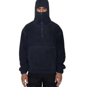 Logo personnalisé, broderie 3D, double capuche, ninja, double couche, imperméable, pull à capuche, balaclava, sweat-shirts pour hommes, fermeture éclair intégrale, thermique, 100% - Product Image 2