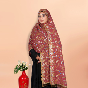 Hiyab de Georgette Bordado de Lujo con Detalles de Lentejuelas y Cuentas, Borde de Encaje Latkan para Fiestas y Eventos Festivos - Product Image 4