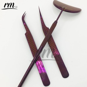 RMI Shine Purple Plasma Hot Selling Stainless Steel Eco-Friendly Eyelash Extension Tweezers Set Eyelash Mirror Best Quality - Product Image 3