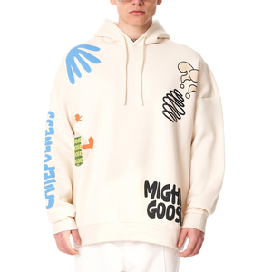 2025 basique blanc sweats à capuche basiques 100% coton mélangé LOGO hommes surdimensionné pull imprimé couleur unie à capuche pour unisexe - Product Image 1