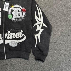 Top à la mode meilleures ventes hommes lavage à l'acide à capuche 100% coton Streetwear Service OEM avec un faible quantité minimale de commande hommes lavage à l'acide à capuche - Product Image 3