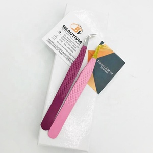 Pince à épiler d'extension de cils de volume en acier inoxydable durable forte adhérence Logo personnalisé lavande/rose bébé avec pointe pointue - Product Image 4