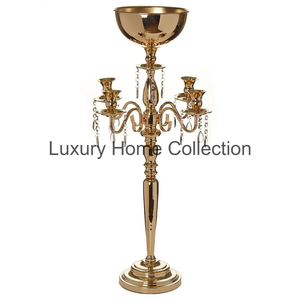 Fancy Home and Wedding Centerpiece <b>Candelabra</b> Crystal Beaded Candlestick Holder <b>Black</b> Color Powder Coated Handmade Supplies - Product Image 4