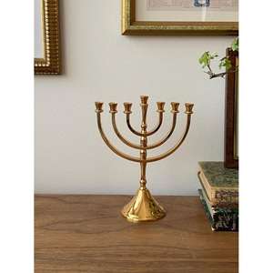 Decorative Object Menorah Candle Stand 7 Arms Handmade Craft <b>Brass</b> Hanukah Decoration 7 Arms Candle Holder For <b>Candlestick</b> - Product Image 3