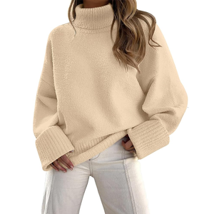Derniers pulls à col roulé pour femmes pulls décontractés épais et chauds respirants avec design à col roulé de couleur unie de qualité - Product Image 3