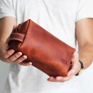 Vintage <b>Men</b> Women Large Luxury <b>Toiletries</b> <b>Bags</b> Makeup <b>Bag</b> Organizer Leather <b>Toiletry</b> <b>Bag</b> LYG-01131 - Product Image 3