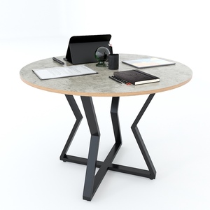 Mesa de Conferencia Redonda Contemporánea BH68004 de Madera Contrachapada Recubierta de Melamina con Patas de Hierro para Oficina u Hotel - Product Image 2