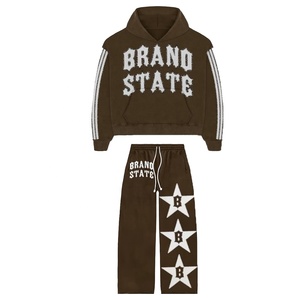 Último diseño Hombres Desgastado Bordado Chándal de alta calidad transpirable cómodo Top tendencia Desgastado Bordado Chándal - Product Image 1