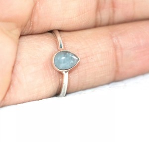 แหวนเงินแท้ 925 ประดับพลอยอะความารีน แหวนทำมือ ของขวัญสำหรับเธอในเดือนมีนาคม - Product Image 1