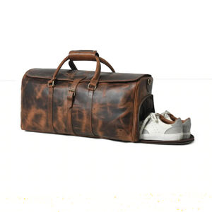 Sac polochon de voyage en cuir personnalisé bagage à main de luxe pour le week-end avec logo personnalisé style tendance OEM ODM vente en gros sac de voyage - Product Image 3