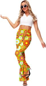 Pantalones de pierna ancha transpirables de cintura alta para mujer, ropa informal, de pantalones acampanados Spandex/poliéster para mujer - Product Image 3