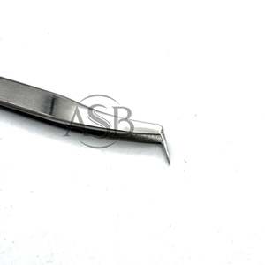 Pinzas para Pestañas de 65 Grados, Acero Inoxidable Plateado, Impresión de Logotipo Personalizado, Pinzas para Extensión de Pestañas OEM - Product Image 1