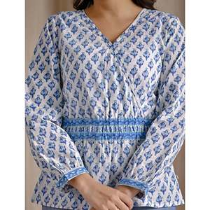 ผ้าทอระบายอากาศได้ดีทำจากผ้าฝ้ายสีขาวและสีฟ้า - Product Image 2