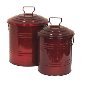 Juego de 2 contenedores de almacenamiento galvanizados Premium con aspecto de diseñador perfecto para cocina de granja rústica y almacenamiento diario - Product Image 2