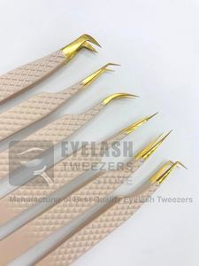 แหนบขนตาแบบด้ามจับเพชรทำจากสเตนเลสอย่างยั่งยืนแหนบขนตาปลอมสีทองนู้ดโลโก้ส่วนตัว - Product Image 5